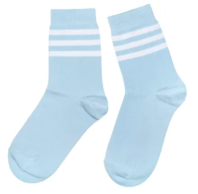 Produktbild von Damen Basic Socken aus Baumwolle Drei Ringel Hellblau Größe 35-38