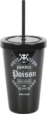 Produktbild von Schwarzer ";Deadly Poison"; Getränkebecher mit Trinkhalmlm