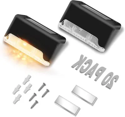 Obrázek produktu pro Sada 20 solárních LED terasových reflektorů pro venkovní použití, vodotěsné, teplá bílá, solární napájení