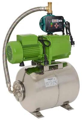 Produktbild von Hauswasserwerk selbstansaugende JET Gartenpumpe / 6,1 Bar - 6000 L/h mit Messinglaufrädern und einstellbaren Druckschalter / Trokenlaufschutz