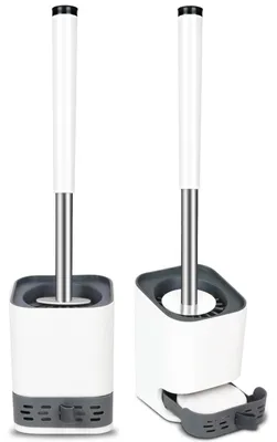 Image de Brosse de toilettes - Brosse de toilettes en silicone, lot de 2 pour la salle de bains et les toilettes d'invités, à fixer au mur ou à poser.