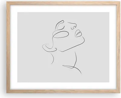 Produktbild von Gerahmtes Poster - Rahmen in heller Eiche - Stück Linear Gesicht - 50x40 cm - Wand Bild - Wanddeko - Wandbilder - Kunstposter - Wandposter - Bilderrahmen - Bilder - Kunstdruck - P2NAA50x40-4823