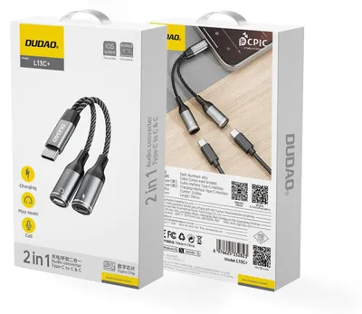 Obrázek produktu pro . Adapter Dudao L13C+ 2w1 USB-C - szary