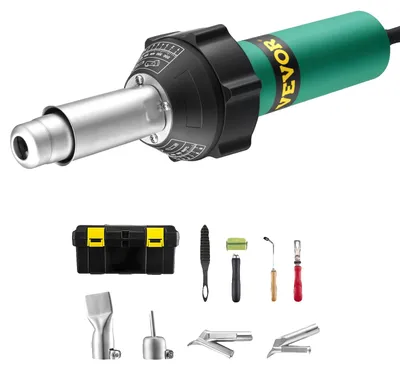 Productafbeelding van VEVOR warmelucht-kunststoflasser, 1600W warmeluchtpistool, PVC-TPO-vinyl-lasser, warmelucht-lasser set met 11 accessoires