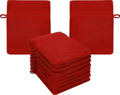 Produktbild von Betz 10 Stück Waschhandschuhe 16x21 cm PREMIUM 100% Baumwolle  Farbe: dunkelrot