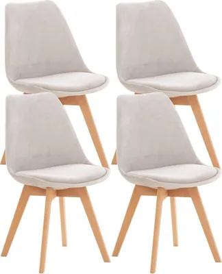 Imagen del producto de Juego de 4 sillas de comedor – sillas para la cocina – cómodas y fáciles de limpiar | Color: gris claro, material: suave