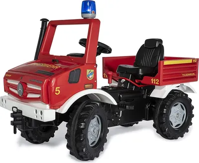 Obrázek produktu pro RollyToys Feuerwehr Unimog Tretfahrzeug für Kinder ab 3 Jahren, mit Blinklicht