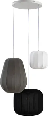 Produktbild von Lindby Hängeleuchte Helin schwarz/weiß/grau, Ø 60 cm, 3-flg.
