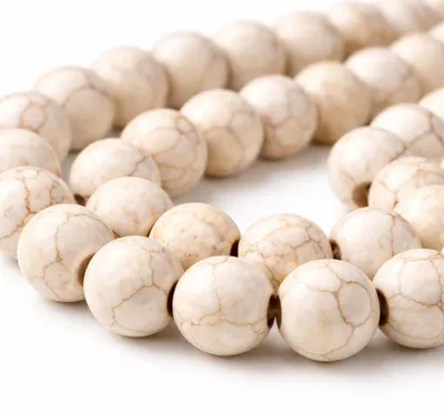 Produktbild von Howlite Edelstein Perlen, 6 mm, 48 Stück, für Schmuckherstellung
