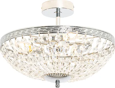 Produktbild von QAZQA - Klassisch I Antik Klassische Deckenleuchte I Deckenlampe I Lampe I Leuchte aus Stahl I Silber I nickel matt mit Kristall, 3-flammig – Mondrian I Wohnzimmer I Schlafzimmer - Stahl Rund - LED ge