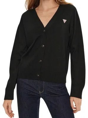 Image de Guess - Pull à manches longues pour femmes, col boutonné, modèle NA428 (Taille M) (Noir)