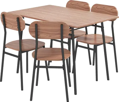 Produktbild von Essgruppe Tisch mit Stühlen Esszimmertisch, Industriedesign, 110 cm x 70 cm x 75 cm, Braun