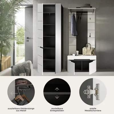 Produktbild von Canu Garderobenmöbel Set C27 weiß, grau.