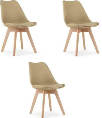 Produktbild von MARK Stuhl - Dunkelbeige / Naturbeine x 3