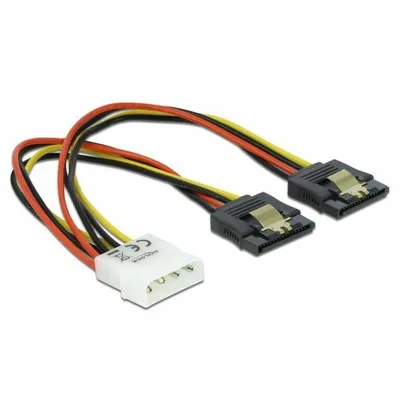 Produktbild von Kabel Power Molex Stecker > 2 x SATA 15 Pin Buchse Metall 20 cm Delock