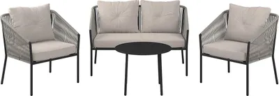 Produktbild von home24 Gartensitzgruppe - 4-teilig - Eisen / Polyester - Anthrazit / Beige