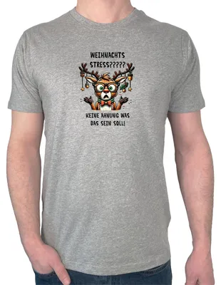Produktbild von Huuraa Herren T-Shirt Weihnachtsstress Rentier XXL Sport Grey Bio Baumwolle Fairtrade Herrenshirt Geschenkidee