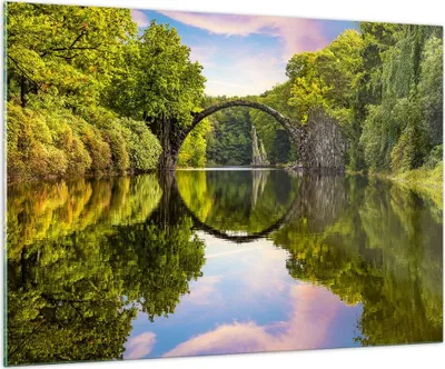 Produktbild von Bilder auf glas - Park Natur Wasser - 100x70cm - Glasbilder - Wandbilder - Kunstdruck - zum Aufhängen bereit - Wanddekoration aus Glas - Glas Bilder - Wandbild auf Glas - Einteilig - GAA100x70-3902