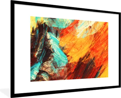 Produktbild von MuchoWow® Gerahmtes Poster Gemälde - Abstrakt - Öl 90x60 cm - Poster mit Schwarzem Bilderrahmen Wandposter Rahmen Foto Bilder - Wanddekoration - Fotos