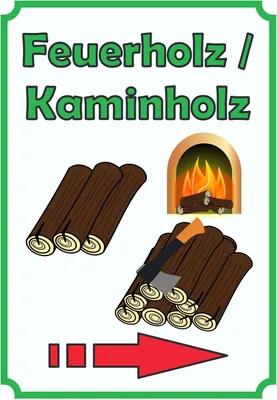 Produktbild von Verkaufsschild Schild Feuerholz Hochkant mit Pfeil rechts A1 Rückseite selbstklebend