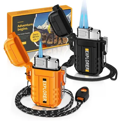 Produktbild von Feuerzeug Gasfeuerzeug Jetflamme - Winddicht und wasserdicht - Set aus 2 Stück - Outdoor