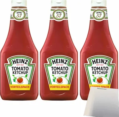 Produktbild von Heinz Tomato Ketchup 3er Pack (3x1,17l Flasche) + usy Block