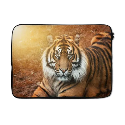 Produktbild von MuchoWow® Laptop Hülle 14 ZollPorträt - Tiger - Sonne Laptoptasche - Laptoptasche - Stoßsicher - Schutzhaube