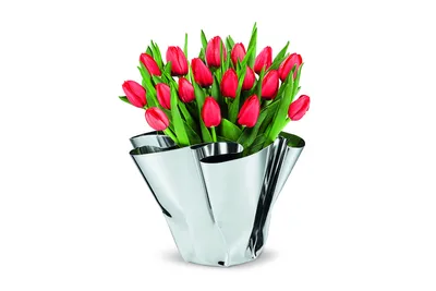 Produktbild von Philippi Margeaux Vase Edelstahlvase von Hand gefaltet  ideal für Tulpen Rosen Dekoobjekt