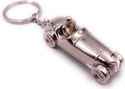Produktbild von Onwomania Schlüsselanhänger Rennwagen Auto Rennfahrer Silber Anhänger Keychain