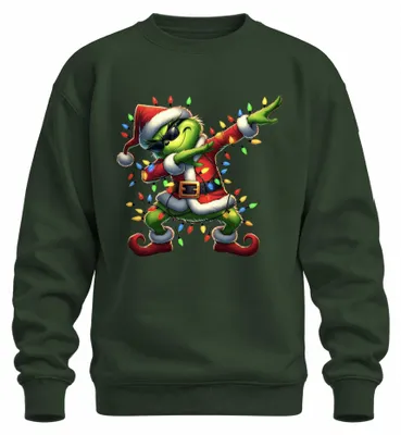 Image de Pull de Noël "Grinch" avec motif "dabbing", motif de Noël, pull "Ugly Christmas Sweater", sweatshirt de Noël, pull, vert bouteille, taille M