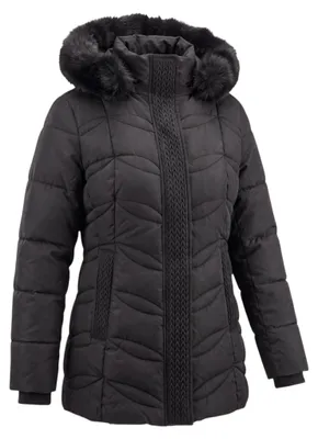 Produktbild von Winterjacke Damen Steppjacke Teddyfell Outdoorjacke Gr. 40-50 abnehmbare Kapuze