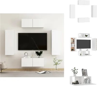 Immagine prodotto di vidaXL Set di mobili TV 4 pezzi in legno bianco - Mobili TV