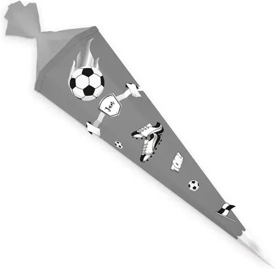 Produktbild von itenga DEKO-SET FUSSBALL schwarz weiss mit Bastel SCHULTÜTE 85 cm sechseckig grau