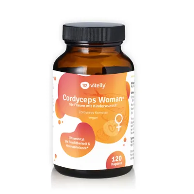 Produktbild von Cordyceps Woman – 120 Kapseln – Cordyceps Extrakt mit Vitaminen & Mineralstoffen – Energie, Immunsystem & Wohlbefinden für Frauen