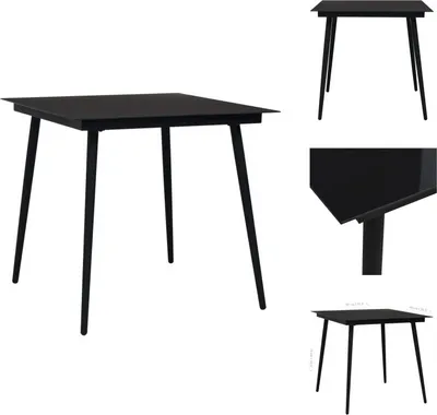Image de vidaXL Table de jardin noire 80x80x74 cm Acier et verre - Tables de jardin