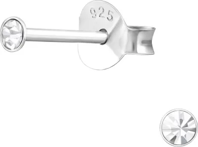 Produktbild von Ohrstecker 925 Sterling Silber mit Kristall 2mm in verschiedenen Farben Farbe - Transparent