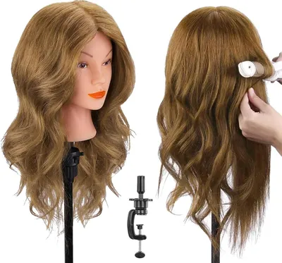 Produktbild von Übungskopf von 45 cm aus 100% echtem Haar - Ideal für Friseure und Kosmetologen