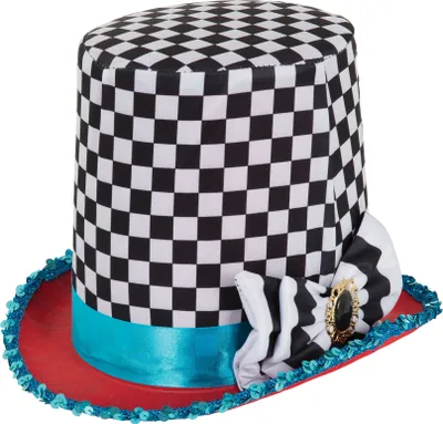 Produktbild von Bristol Novelty Uni Zylinder mit Schachbrettmuster, hoch BN1391 (Einheitsgröße) (Schwarz/Weiß/Blau/Rot)
