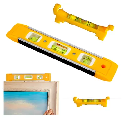 Produktbild von 2 Stück Wasserwaage 200 mm/75 mm, Magnetische Mini-Torpedo-Wasserwaage mit 3 Libellen 45°/90°/180°
