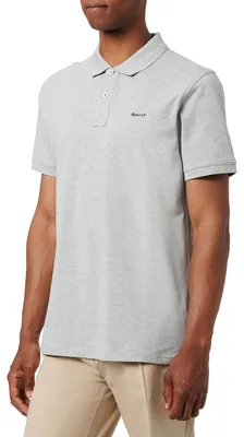 Produktbild von Gant Herren REG Contrast Pique SS Rugger Polohemd, Grey Melange, Standard