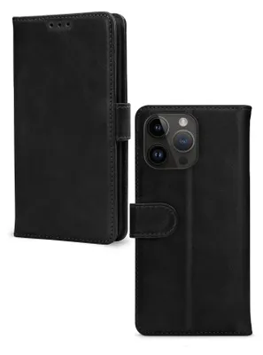 Immagine prodotto di Custodia Mobilize Wallet per iPhone 14 Pro Max in vera pelle, a libro con portamonete - Nero