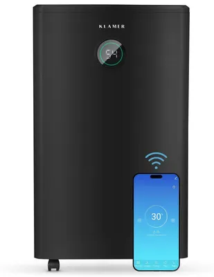 Produktbild von KLAMER Luftentfeuchter elektrisch 25L in 24h mit 5,5L Tank – Leiser, energieeffizienter Raumentfeuchter mit Smart Sensor, Timer & Wäschemodus – Gegen Schimmel, Feuchtigkeit & Kondenswasser