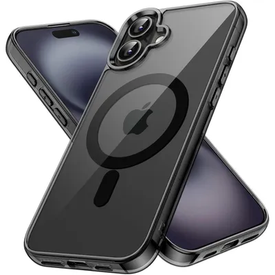 Produktbild von Handyhülle für iPhone 16 6,1 Zoll MagSafe Kompatibel Stoßfest Transparent Schwarz