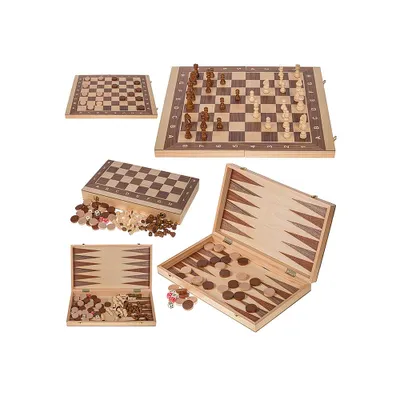 Produktbild von SQUARE - Spiel PRÄSIDENT- 2 in 1 - Schach + Backgammon aus Holz - 44 x 44 cm