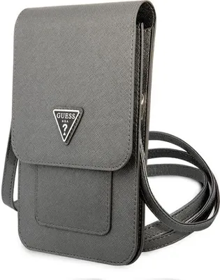 Produktbild von Guess Handtasche GUWBSATMGR grau / graues Saffiano-Dreieck Handyhlle