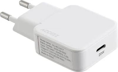 Obrázok produktu pre Nabíjačka Accezz Ultra Slim GaN – USB-C – 20 W – biela