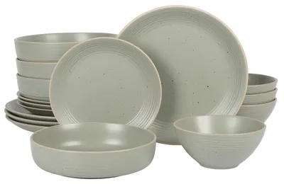 Produktbild von Schuessel-Set 16-teilig, Steingut Relief gesprenkelt, Saliegruen, für die Küche