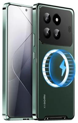 Produktbild von Für Xiaomi 14 Pro MagSafe Magnetic Frosted Metal Hülle Cover Zubehör Case Grün