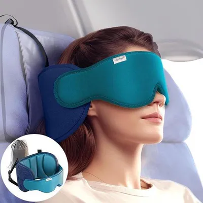Produktbild von Famanu Reise-Nackenkissen mit Augenmaske - Blau