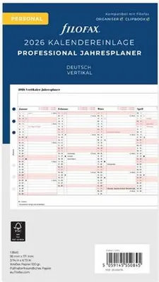 Produktbild von FILOFAX Kalendereinlage 2026 - Personal - Jahresplaner - Professional - deutsch - 26-68476